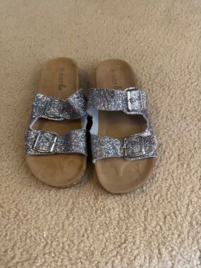 Just Be Women’s Double-Buckle Glitter Slide Sandals - Multi Sparkle